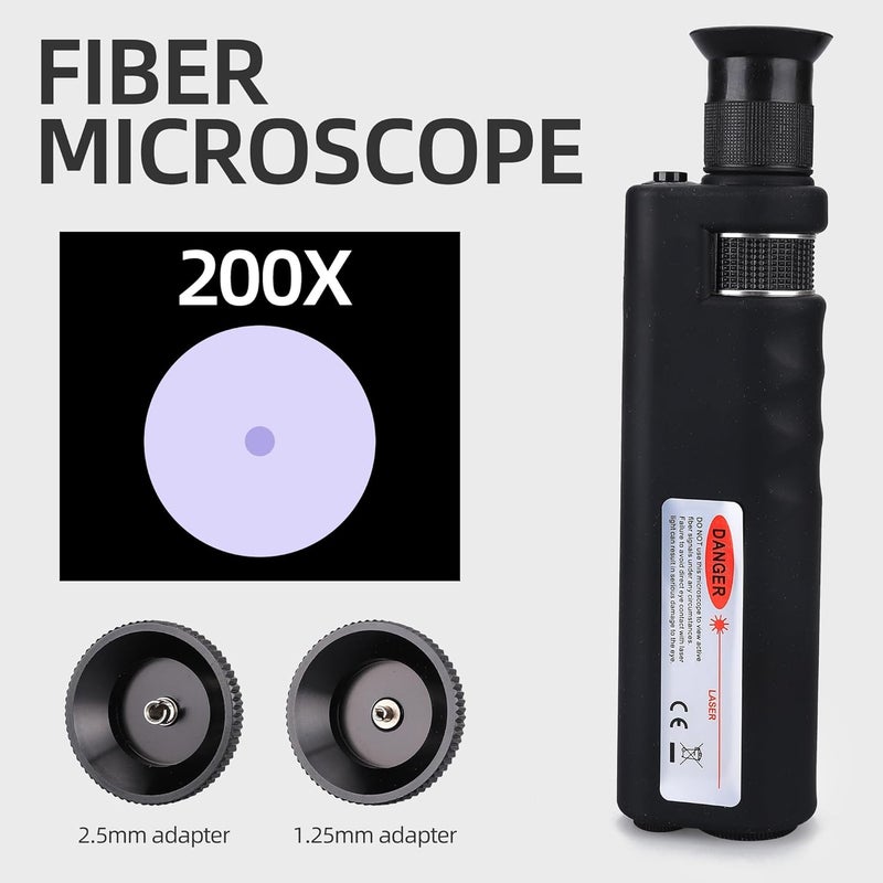 ANPTAIKE مجس فحص الألياف الضوئية 200X/400X ميكروسكوب LED، بلاستيك، ضوء أبيض، يعمل بالبطارية، محمول، مناسب للوضع الفردي/الوضع المتعدد، موصلات SC/LC/FC - Image 2